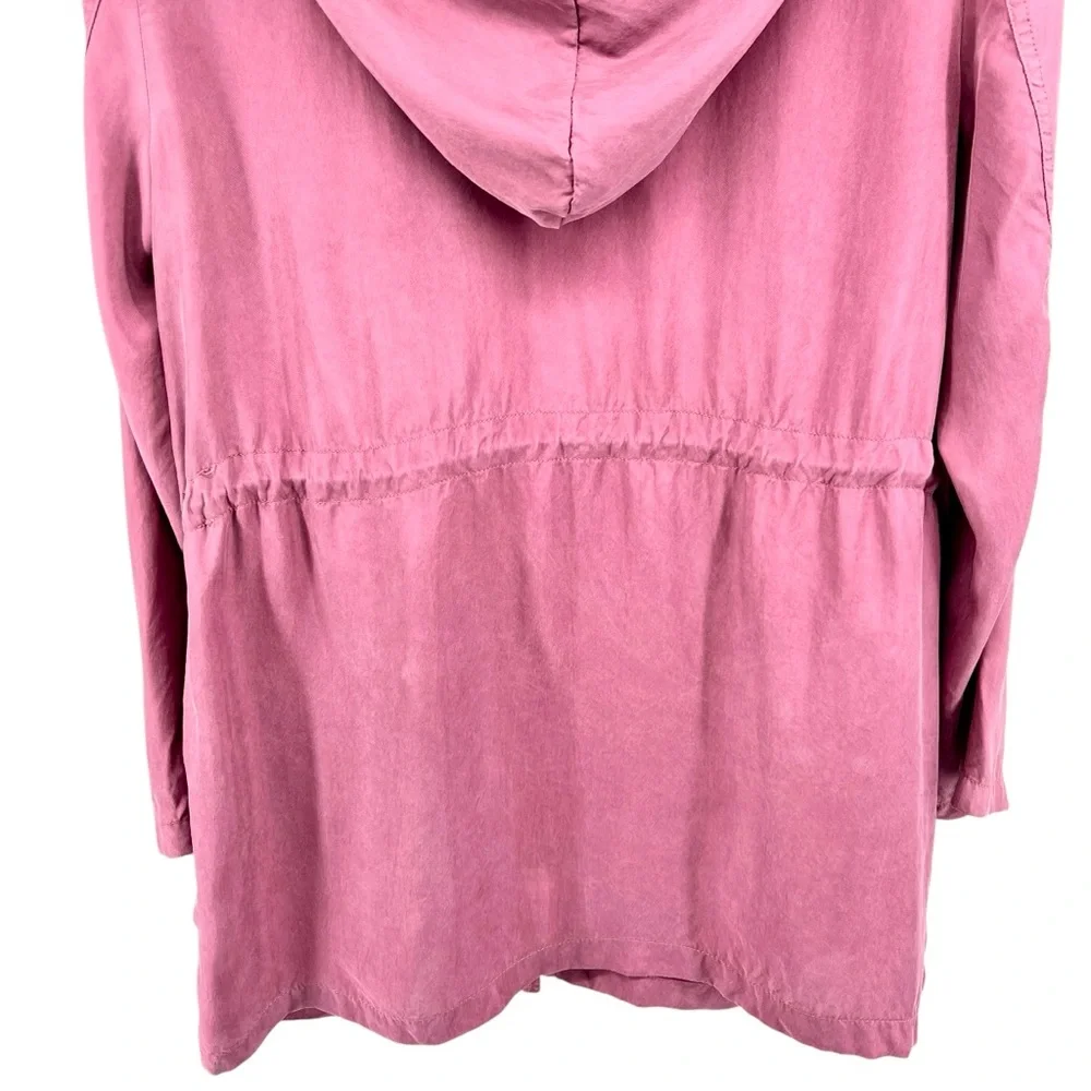 Anthropologie Melloday Short Trench Jacket Medium Dusty Rose Roll Tab Tie Waist - Picture 8 of 16